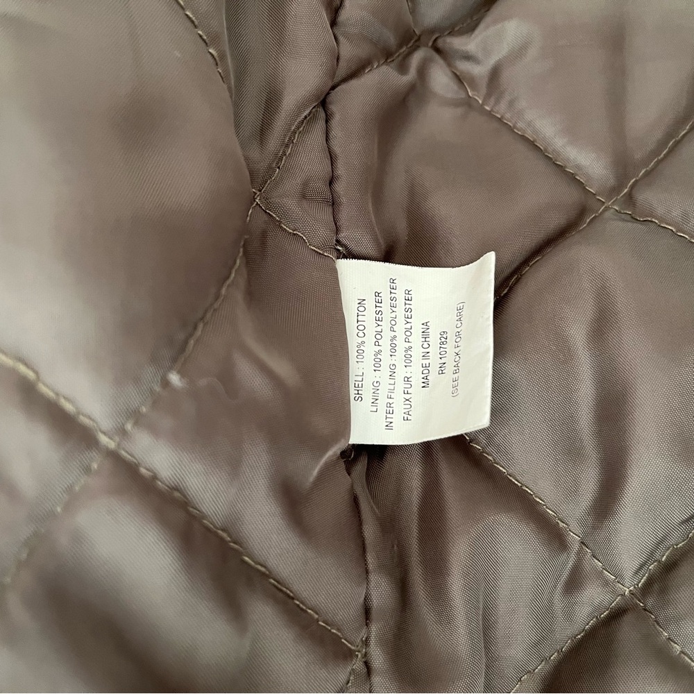 Vintage Y2K Bella Swan Green Fur Trim Military Cargo Parka Coat Jacket Hoodie M - Picture 13 of 14